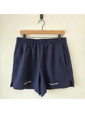 Under Armour Project Rock Navy Blue Running Shorts Workout Exercise Men's L